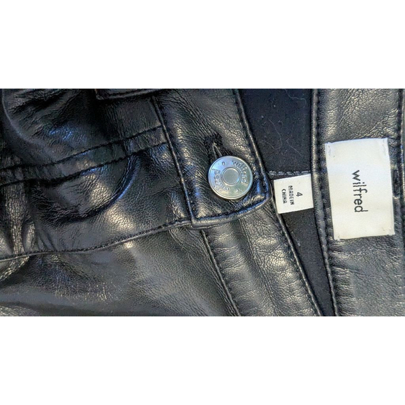 Aritzia Wilfred Leather Straight Leg High Waist Black Pant Size 4 - Picture 9 of 11